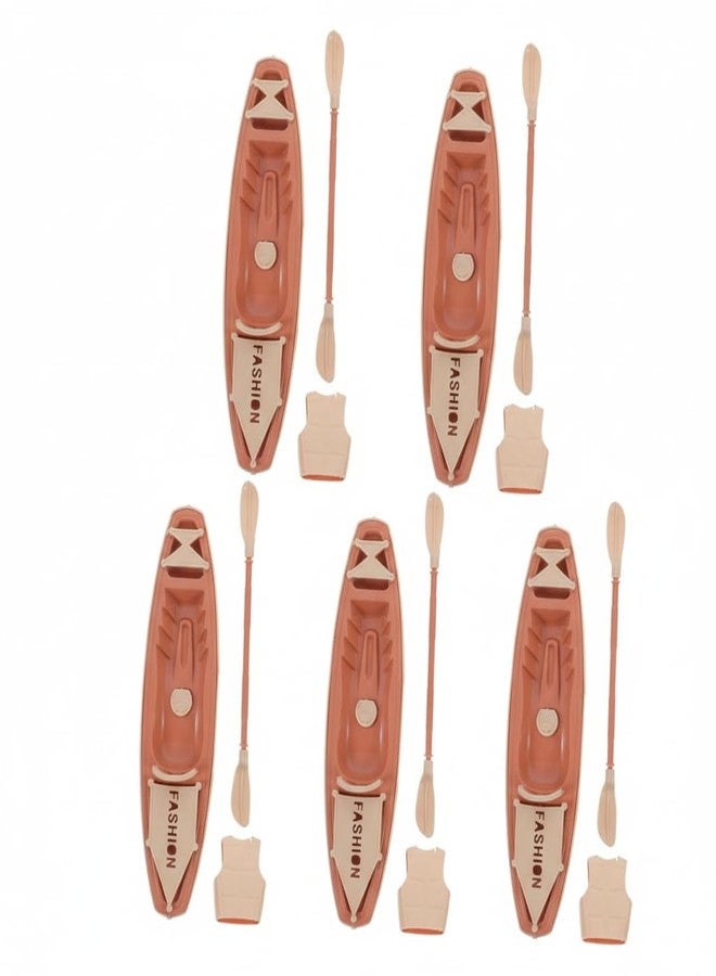 SUPVOX 5Sets Miniature Kayak Model Set with Oars Realistic Plastic Canoe for Educational Outdoor Fun Decorative Dollhouse Accessories for Micro Landscape Decor - Image 1